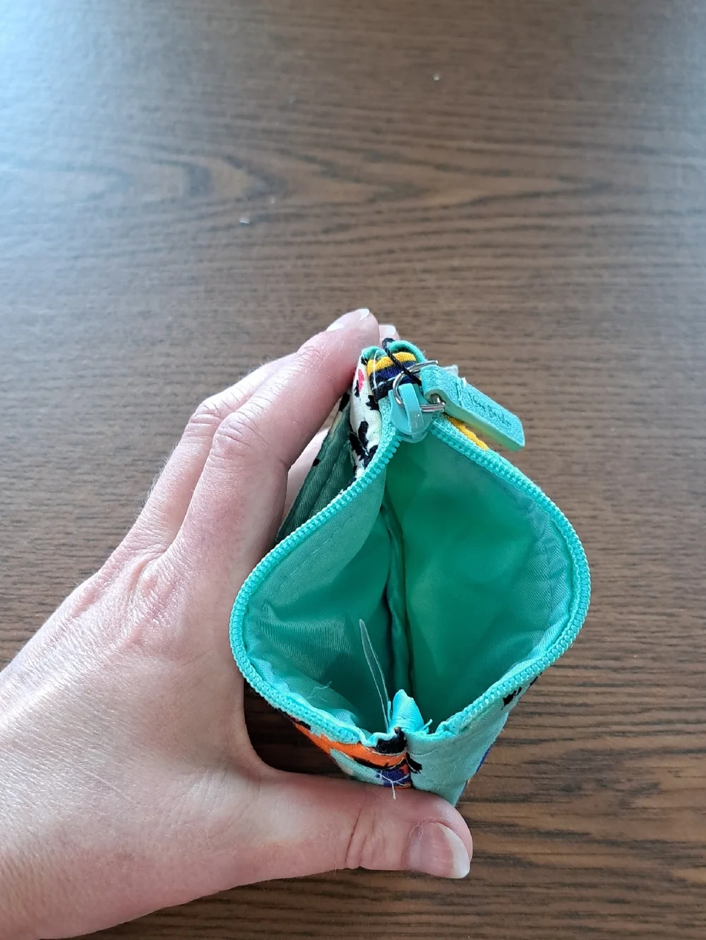 Vera Bradley Quilted Floral Zipper Coin Pouch in Turquoise & Multicolor - Picture 3 of 4